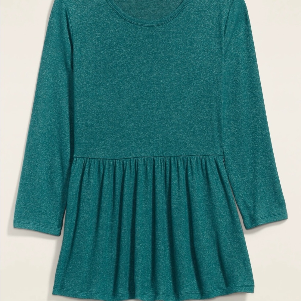 Old Navy Women’s Plush-Knit 3/4-Sleeve Teal Plus-Size Peplum-Hem Top 1X